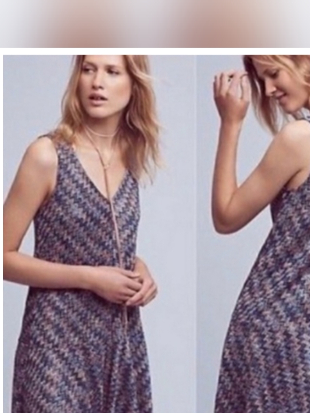 ANTHROPOLOGIE Blue Westwater Oversized Knit Sleeveless Dress S C573